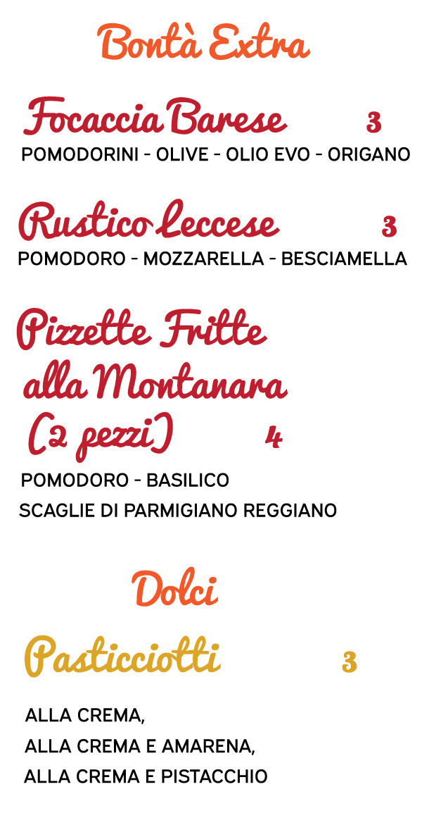 Menu Isola I Love Panzerotti