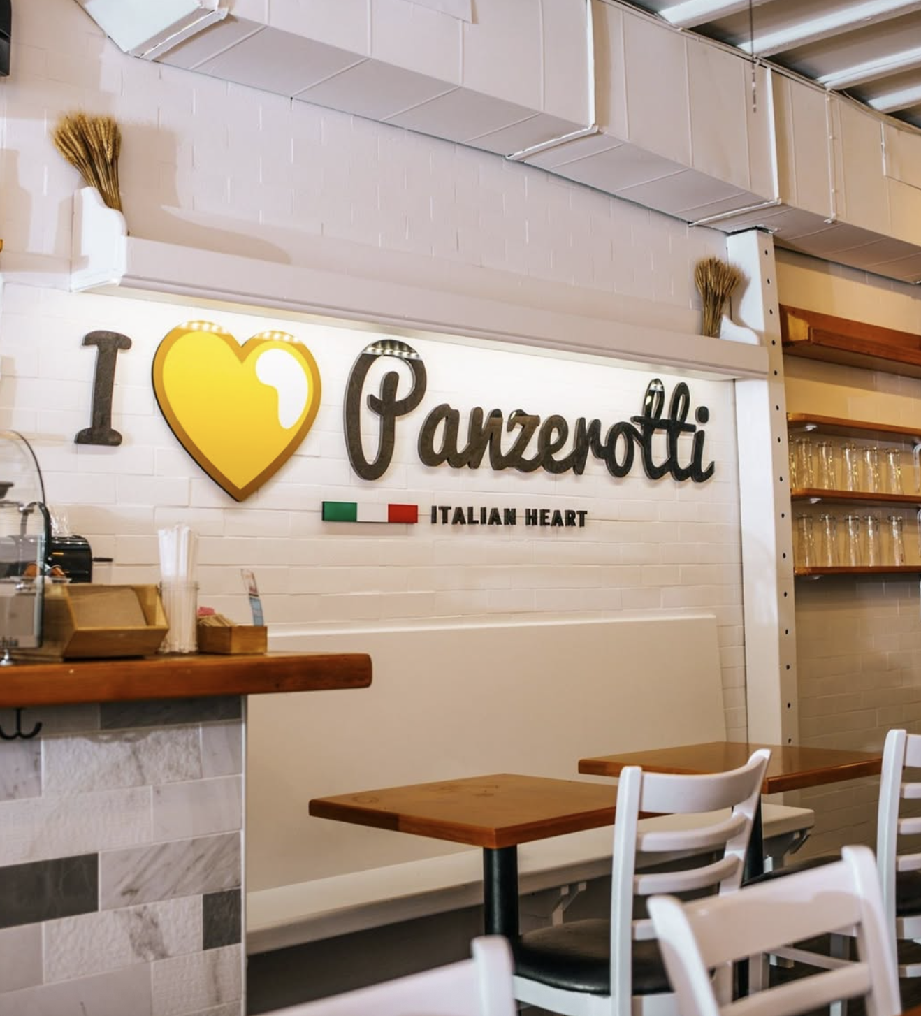 I Love Panzerotti sign inside the East Village store