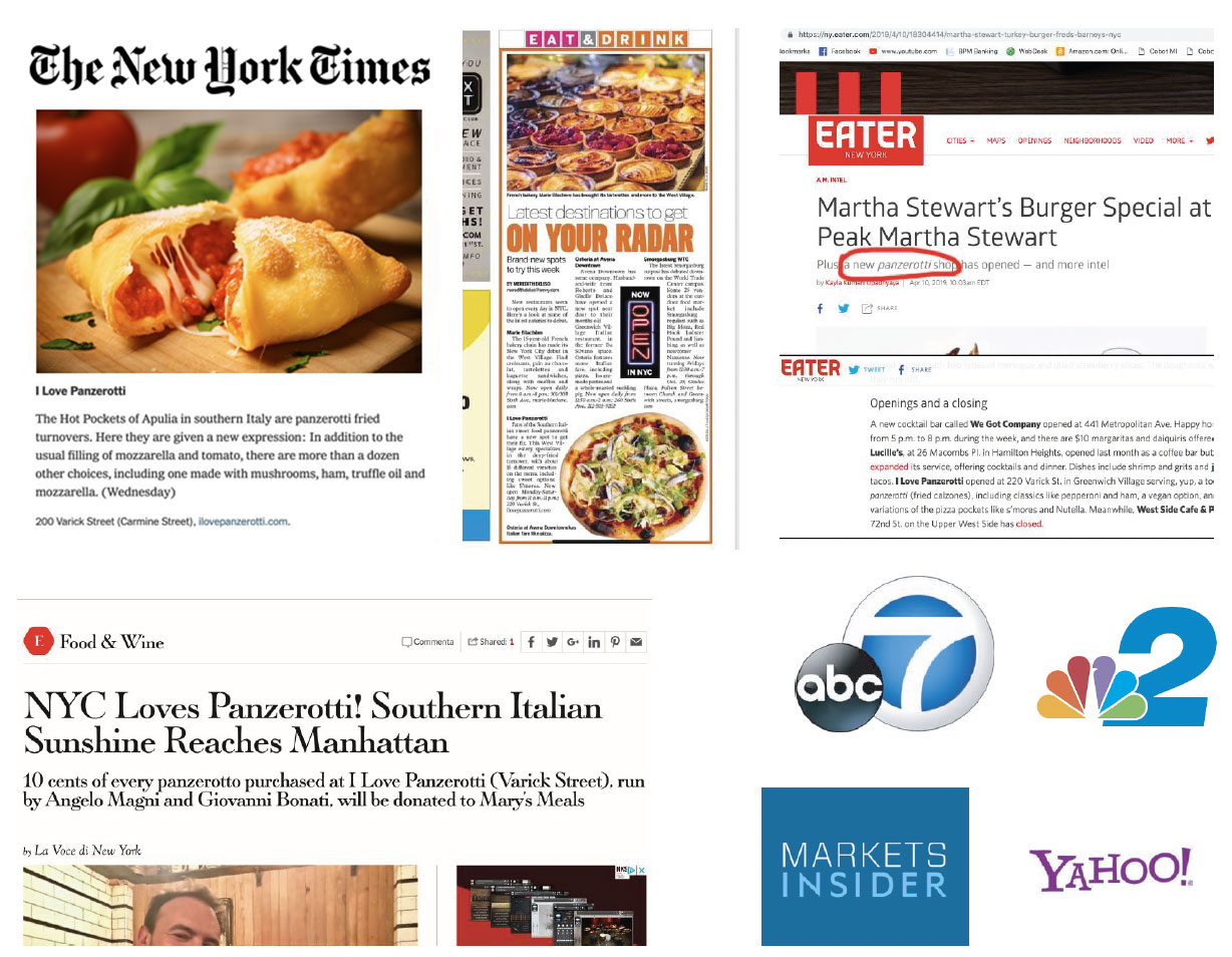 Rassegna stampa USA: The New York Times, Eater NY, Food & Wine, ABC 7, NBC, Markets Insider, Yahoo!